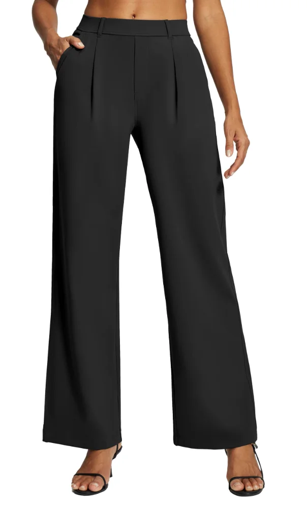 Ewedoos Wide Leg Work Pants, Pull-On
