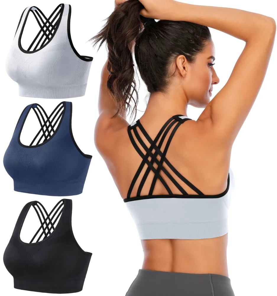 Ewedoos Seamless Sports Bras, 3-Pack